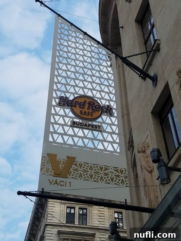 Hard Rock Cafe Budapest sign, another international location visited