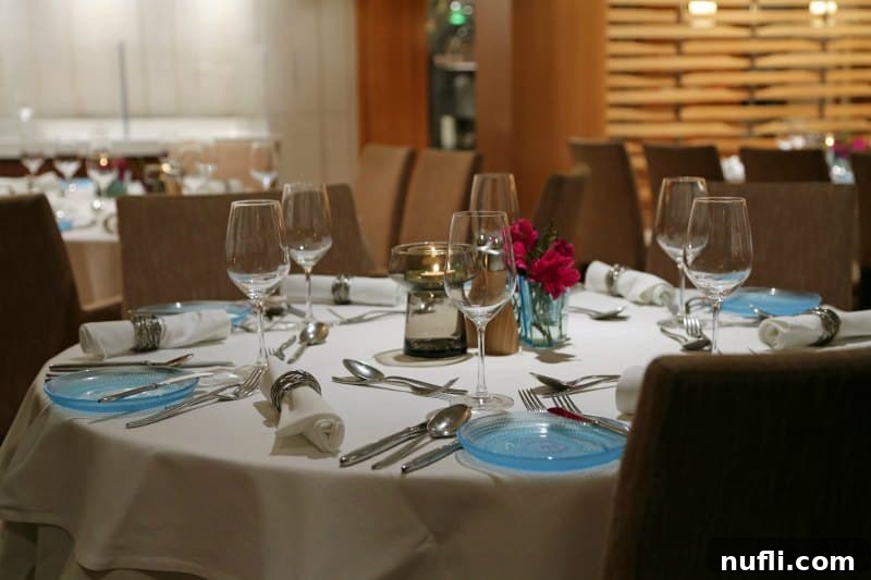 Discover the Viking Vili River Cruise Ship 12 dining room table on the viking vili set with nice place settings and wine glasses