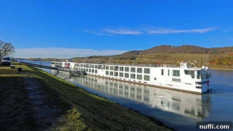 Discover the Viking Vili River Cruise Ship 3 Viking Vili river cruise at dock on the river