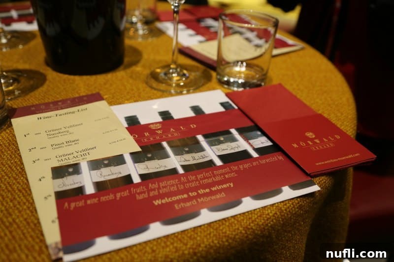 Savor Wachau Valley Wines A Viking River Cruise Excursion 5 Morwald Wine tasting list and information on a table