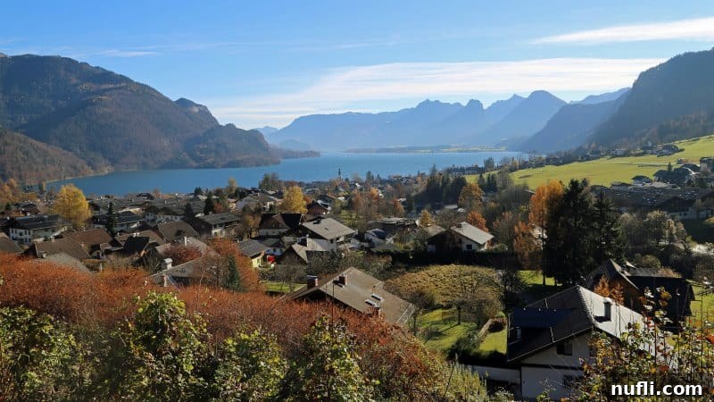 Looking over Salzburg Lake District with mountains in the background 