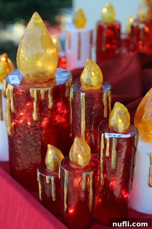 Plastic light-up Christmas candles, a signature decoration of the St. Gilgen Christmas Market