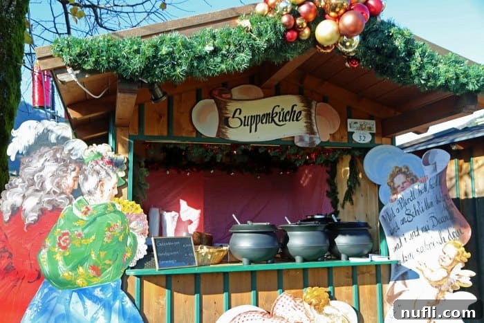 Soup stand at the St Gilgen Christmas Market, offering warm traditional dishes