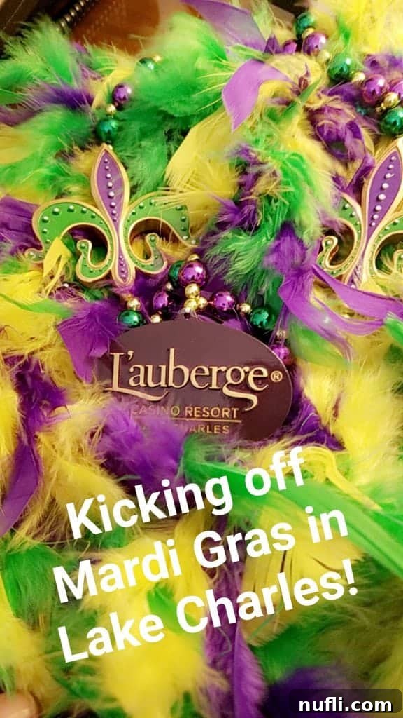 L'Auberge mardi gras necklace wrapped in feathers 