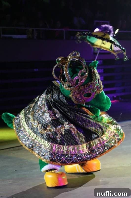 Alligator costume dressed for Mardi Gras