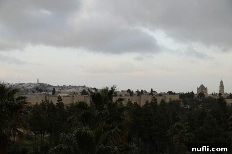 View over old Jerusalem on a cloudy day 