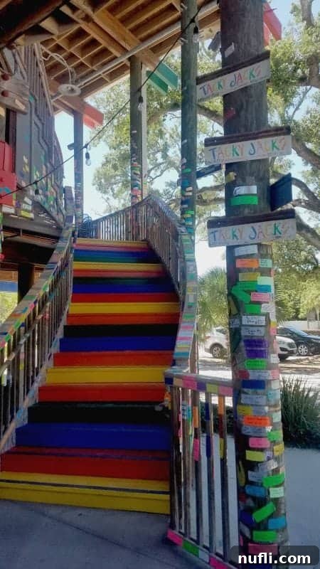 Orange Beach and Gulf Shores Must Try Restaurants 13 colorful stairs leading up to Tacky Jacks