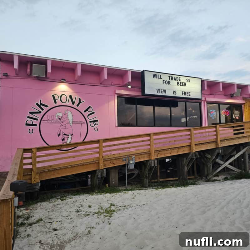 Orange Beach and Gulf Shores Must Try Restaurants 19 Pink Pony Pub bright pink restaurant