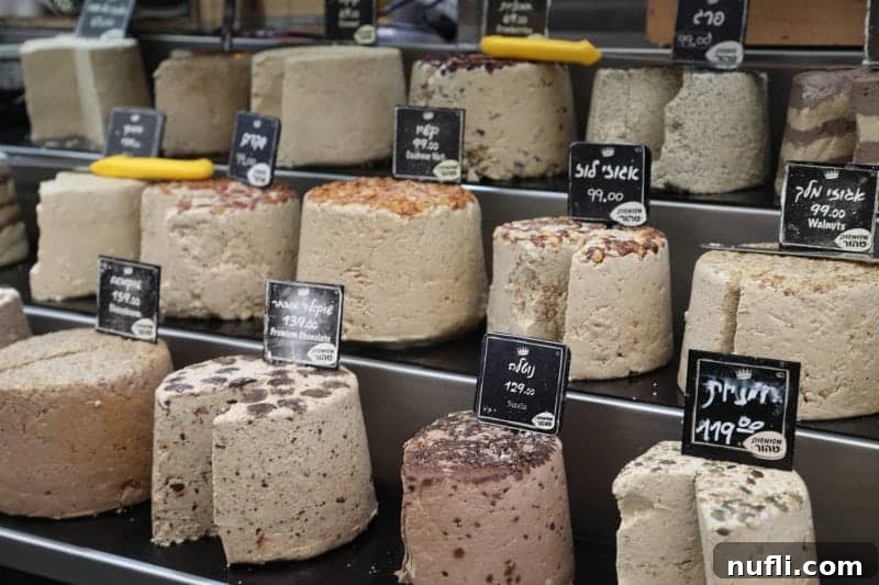 Mahane Yehuda Market Jerusalem's Culinary Soul 11 Blocks of traditional hummus, a staple of Middle Eastern cuisine, on display