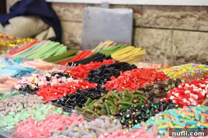 Mahane Yehuda Market Jerusalem's Culinary Soul 22 Assorted licorice candies of various shapes and colors on display