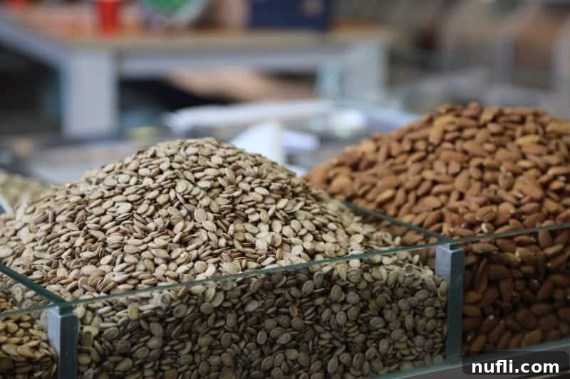 Mahane Yehuda Market Jerusalem's Culinary Soul 7 An abundant display of various nuts, perfectly stacked for sale at Mahane Yehuda Market