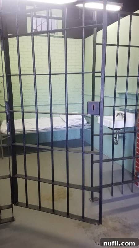 Otis's jail cell recreation at the Mayberry Courthouse in Mount Airy