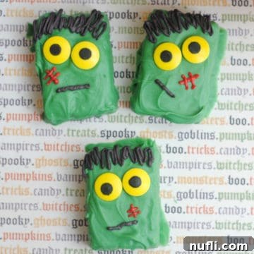 Frankenstein Rice Krispie Treats on Halloween paper
