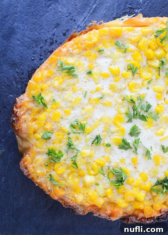 corn pudding on a slate board