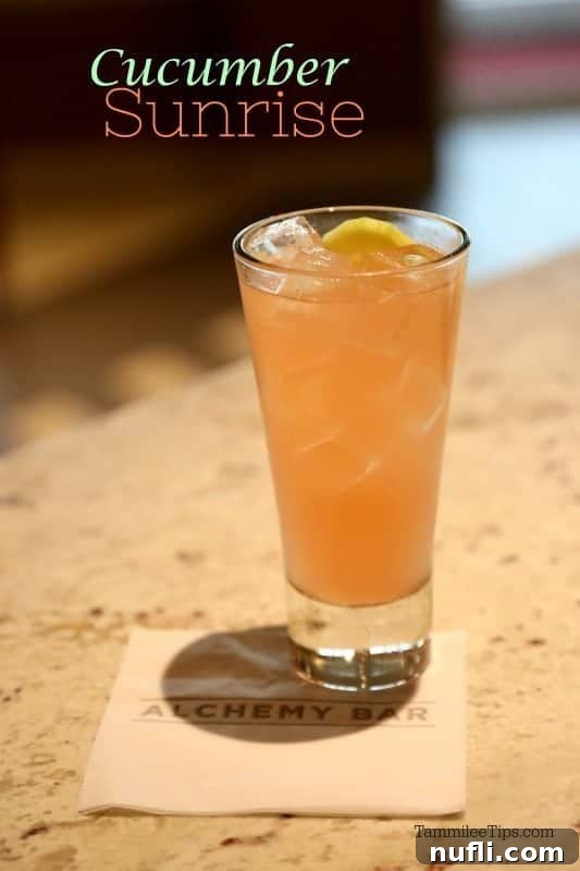 Alchemy Bar's Cucumber Sunrise Elixir Recipe 2 Carnival Cruise Alchemy Bar Cucumber Sunrise Cocktail Recipe