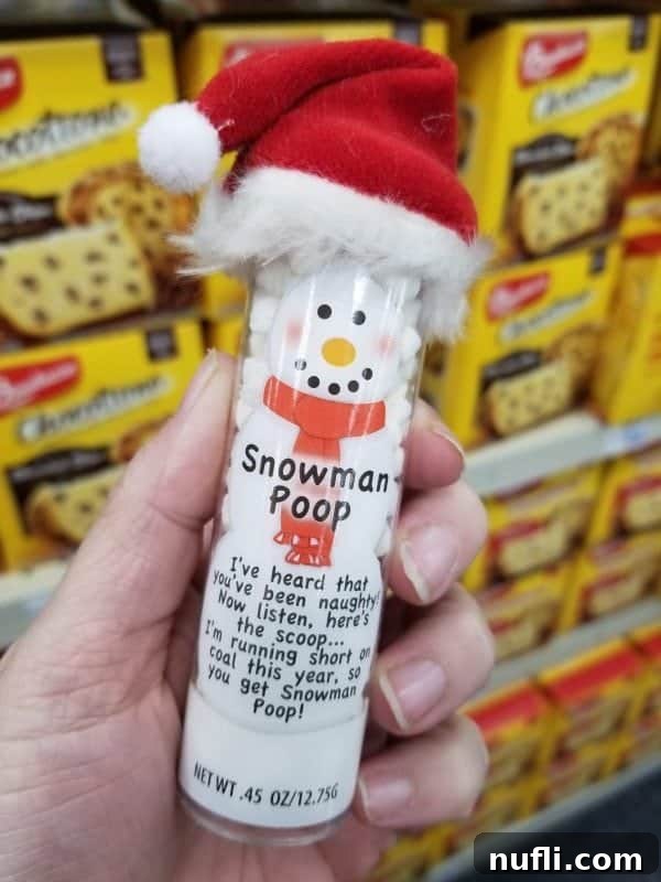 Snowman poop candy container