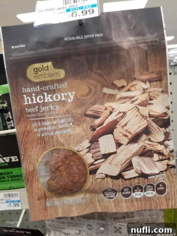 hand crafted hickory beef jerky package