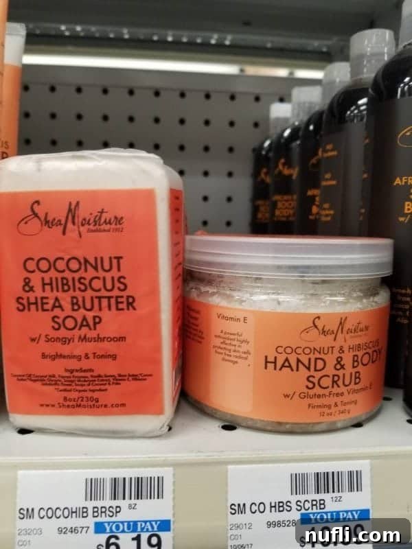 Beyond Prescriptions: Amazing Gifts and Stocking Stuffers at CVS 32 Shea Moisture Coconut & Hibiscus soap, a luxurious and nourishing body soap for a pampering shower experience.