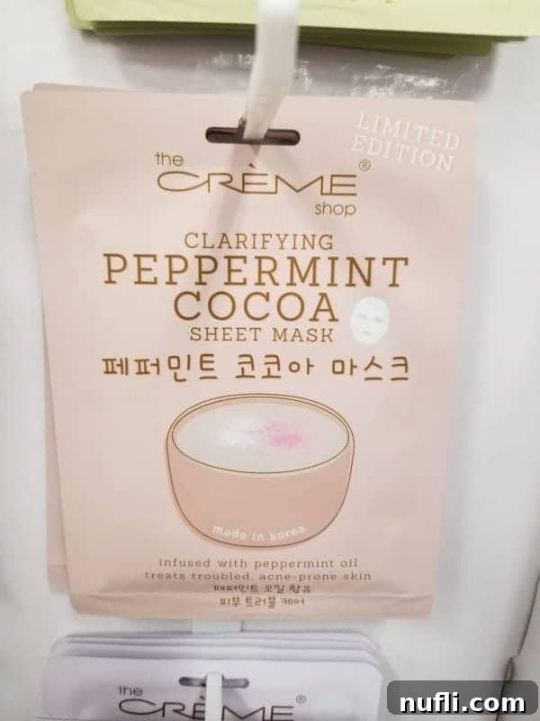 The creme shop clarifying pepperming cocoa sheet mask 