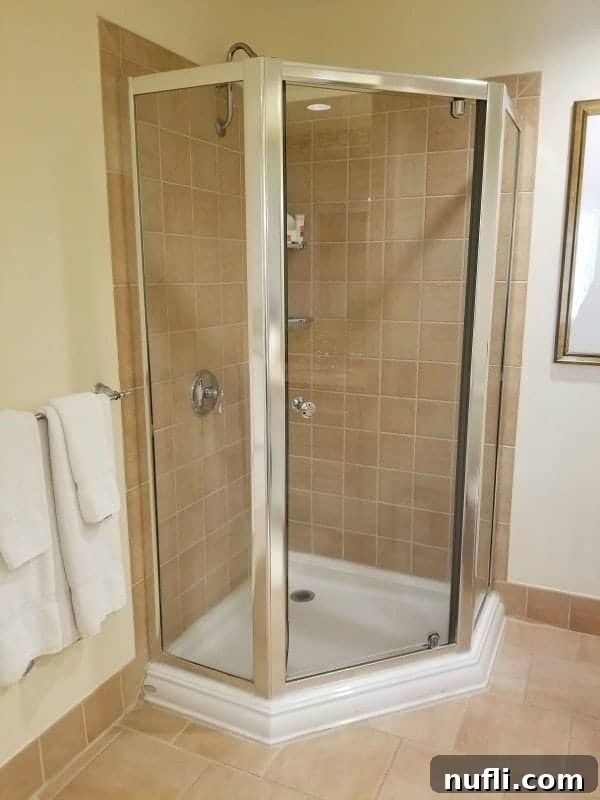 corner shower with glass door