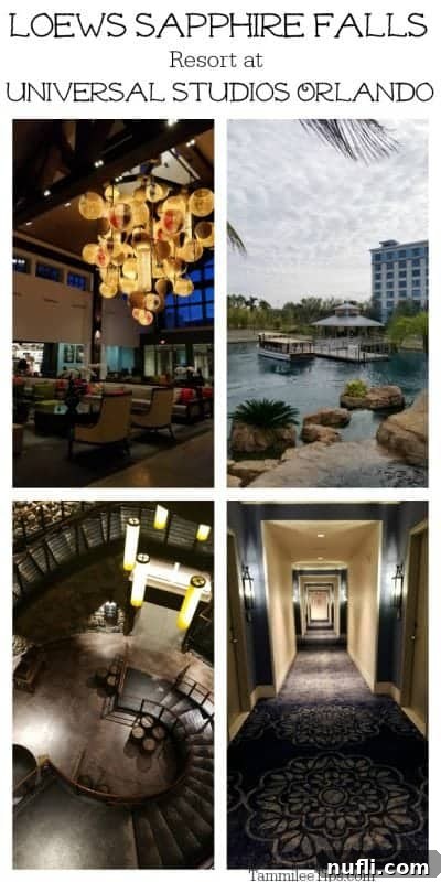 Captivating overview of Loews Sapphire Falls Resort, highlighting its tropical ambiance, pool area, and proximity to Universal Orlando attractions.