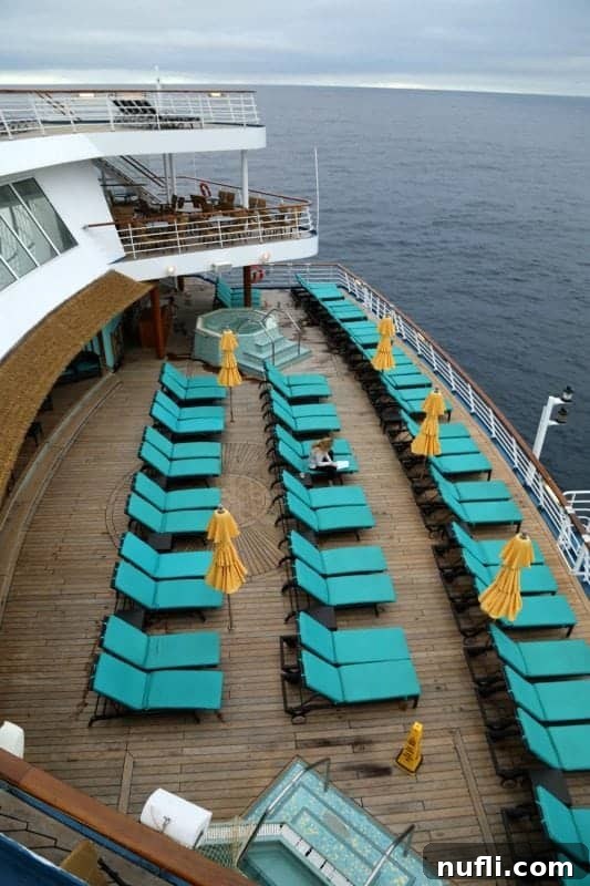 The beautiful back deck of the Carnival Imagination as it sails.