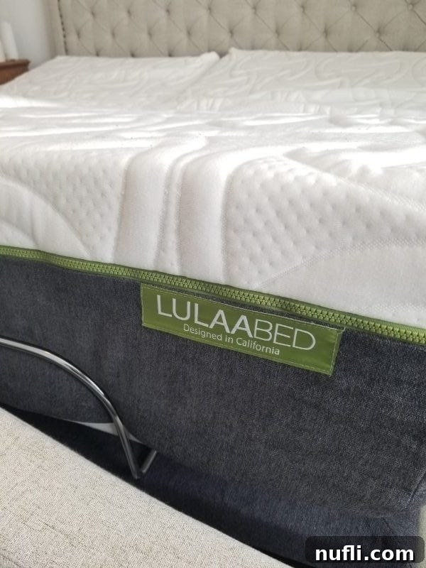 LulaaBed label at the end of the mattress