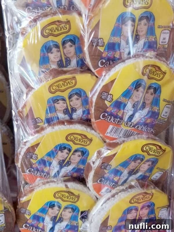 Cabadas cajeta en obleas snacks 