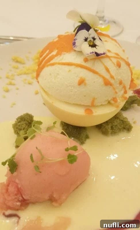 gorgeous desert with flowers on a white plate 