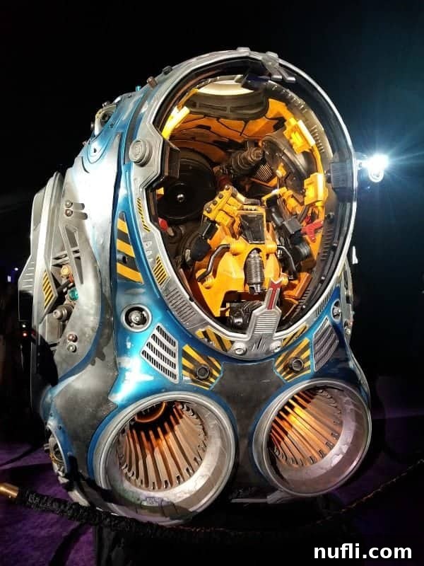 Rocket's iconic space pod from Guardians of the Galaxy, a marvel of alien engineering, on display.