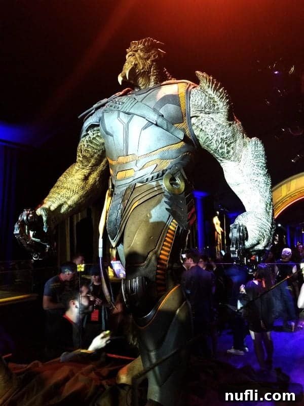 A menacing statue or model of Thanos, the primary antagonist of Avengers: Infinity War, depicting his powerful presence.