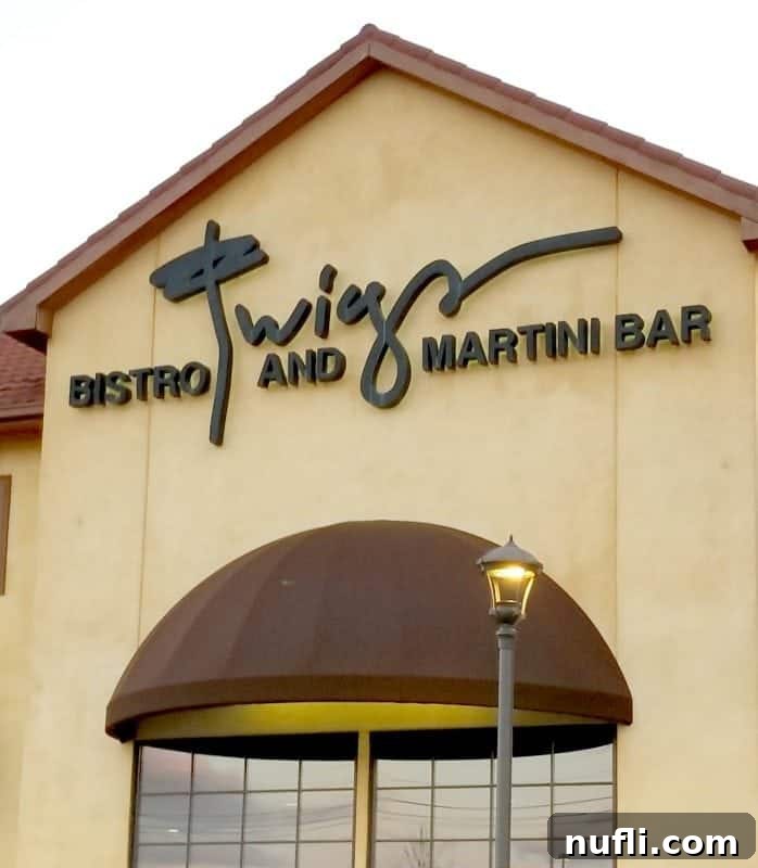 Twigs Bistro and Martini Bar sign over a window
