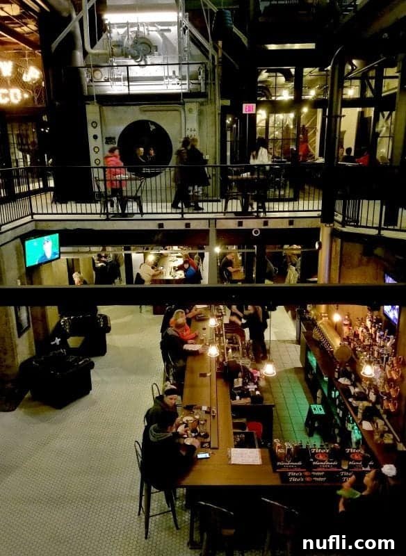 looking down on a bar