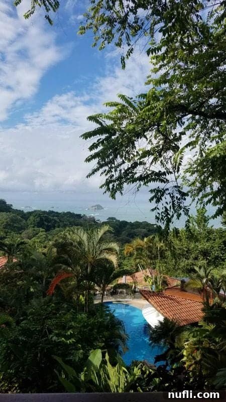 Si Como No Resort Costa Rica Video Tour 3 looking out over a pool and palm trees to the ocean