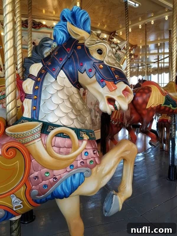 Classic horse carousel with intricate designs