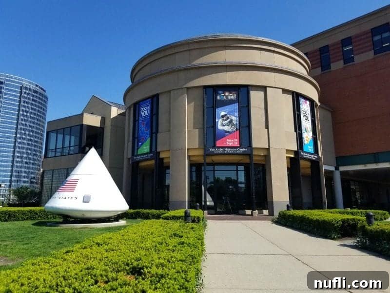 Entrance to the science museum, welcoming visitors