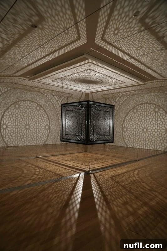Intersections by Anila Quayyum Agha, an illuminated art installation