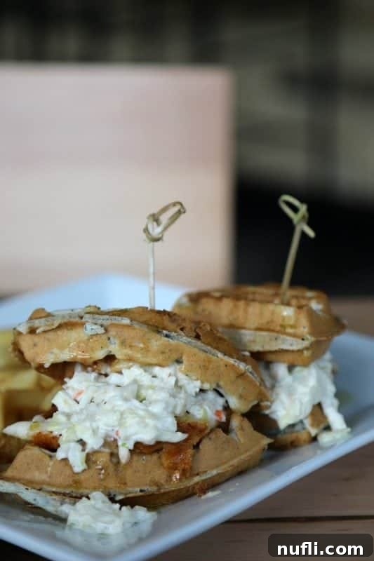 Delicious waffles topped with fruit and cream