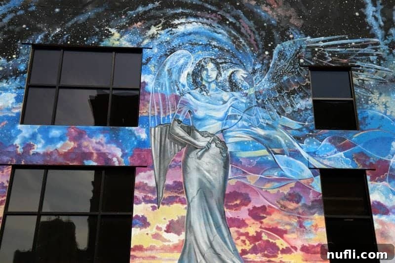 Art mural featuring an angel