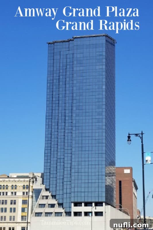 Amway Grand Plaza hotel exterior, showcasing its grandeur and urban setting