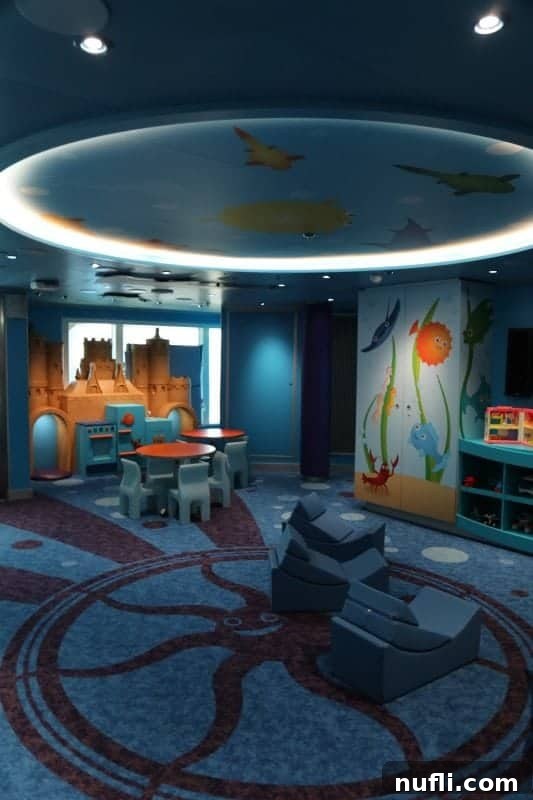 Another view of a colorful kids play area in Camp Ocean, designed with an engaging underwater theme for imaginative play.