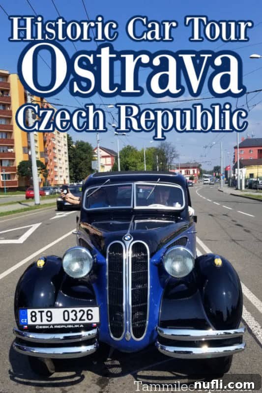 Historic Car Tour Ostrava over a historic car