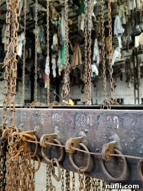 Ostrava's Vintage Wheels Adventure 9 Chains leading down to individual catches for miners' belongings