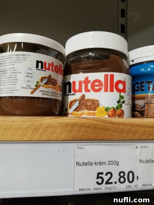 The Real Cost of Groceries in the Czech Republic 25 nutella on the grocery store shelf