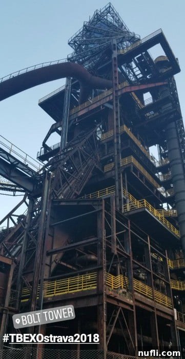 The Bolt Tower in Ostrava, a unique architectural extension of a blast furnace, offering multiple levels and industrial charm.