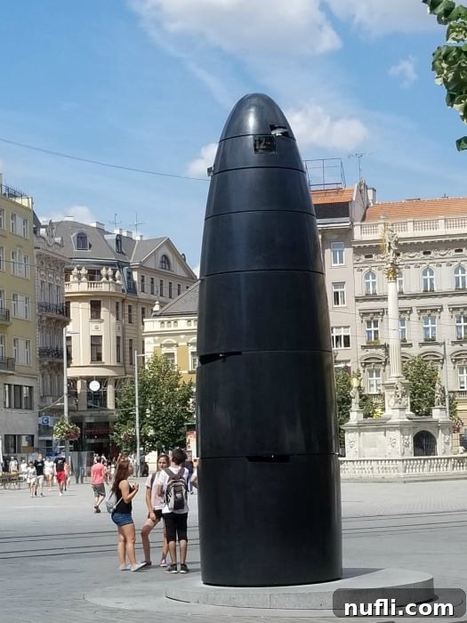 Brno Cock Clock in the middle of town square