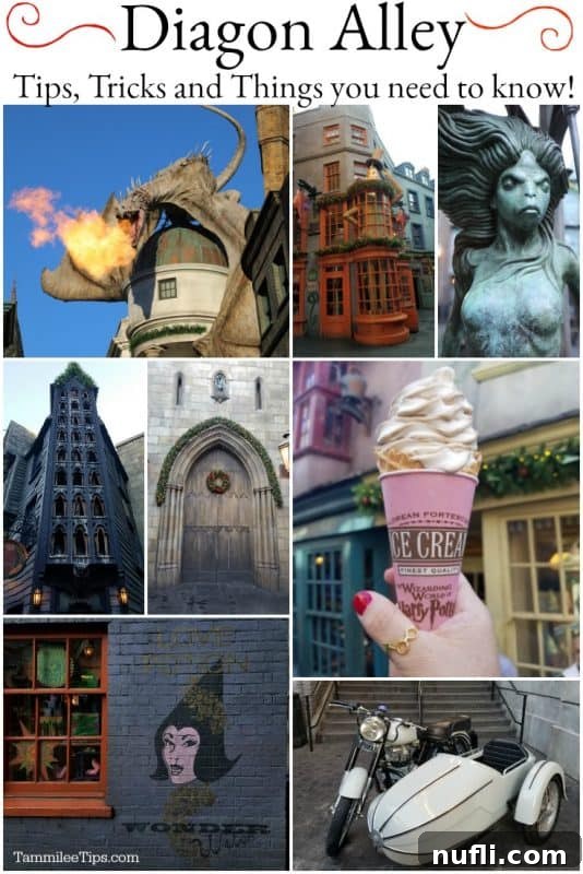 Diagon Alley Tips and Tricks over a collage of pictures