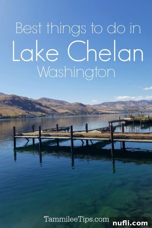 Best Things to do in Lake Chelan Washington over a dock on the lake with stunning mountain views