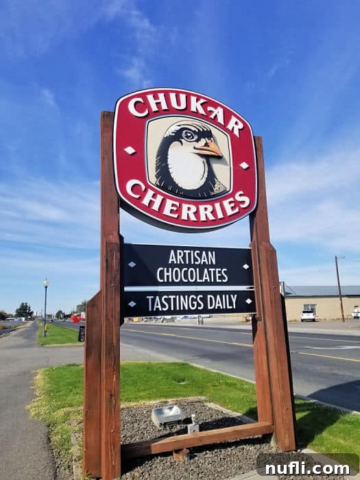 Chukar Cherries sign on the side of the road