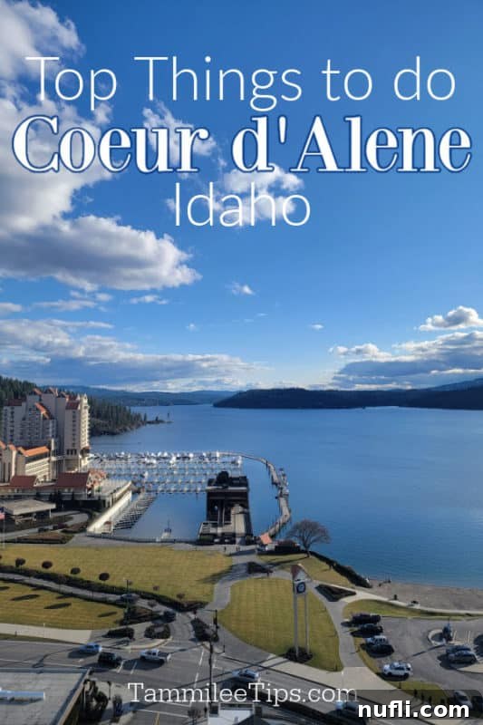 Top things to do in Coeur d'Alene Idaho over a view looking down the lake and CDA Resort